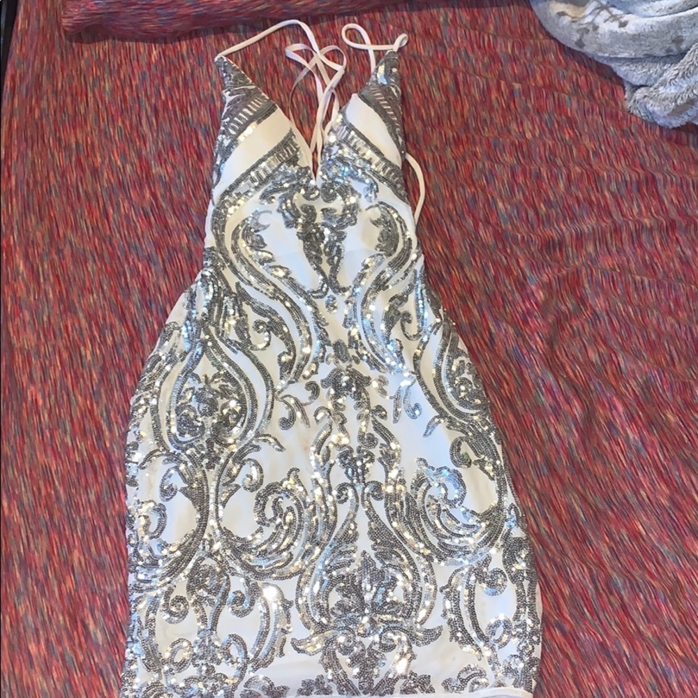Sparkly white and silver dress
